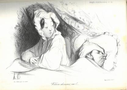 Vilain dormeur - lithographie - par Daumier