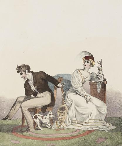 L'échelle conjugale. Lithographie. par Wattier.
